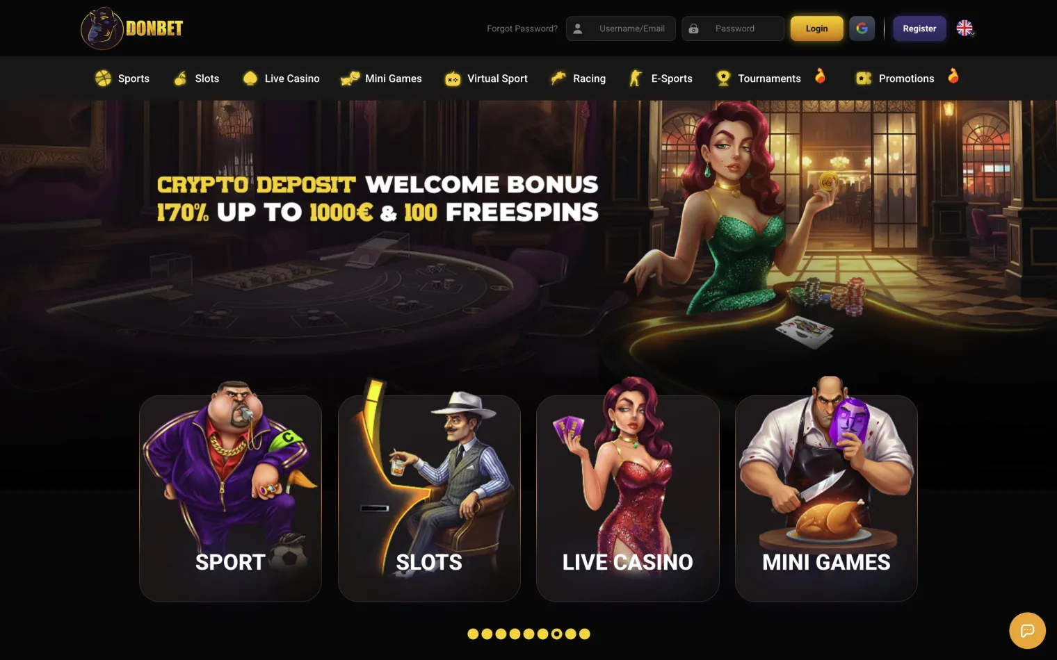 DonBet casino lobby